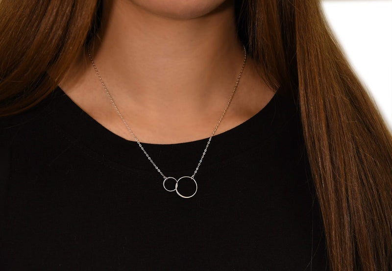 EFYTAL Friendship Necklace, Two Circle Sterling Silver Friendship Necklaces, Gifts for Friends Female, Best Friend Necklaces, Bff Gifts for Women, Best Friend Jewelry - Image 3
